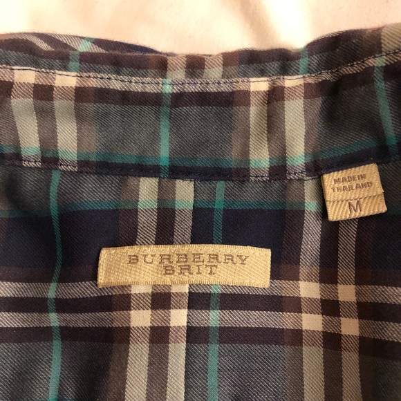 Burberry Brit Men’s Button Up Flannel Blue - Picture 2 of 7